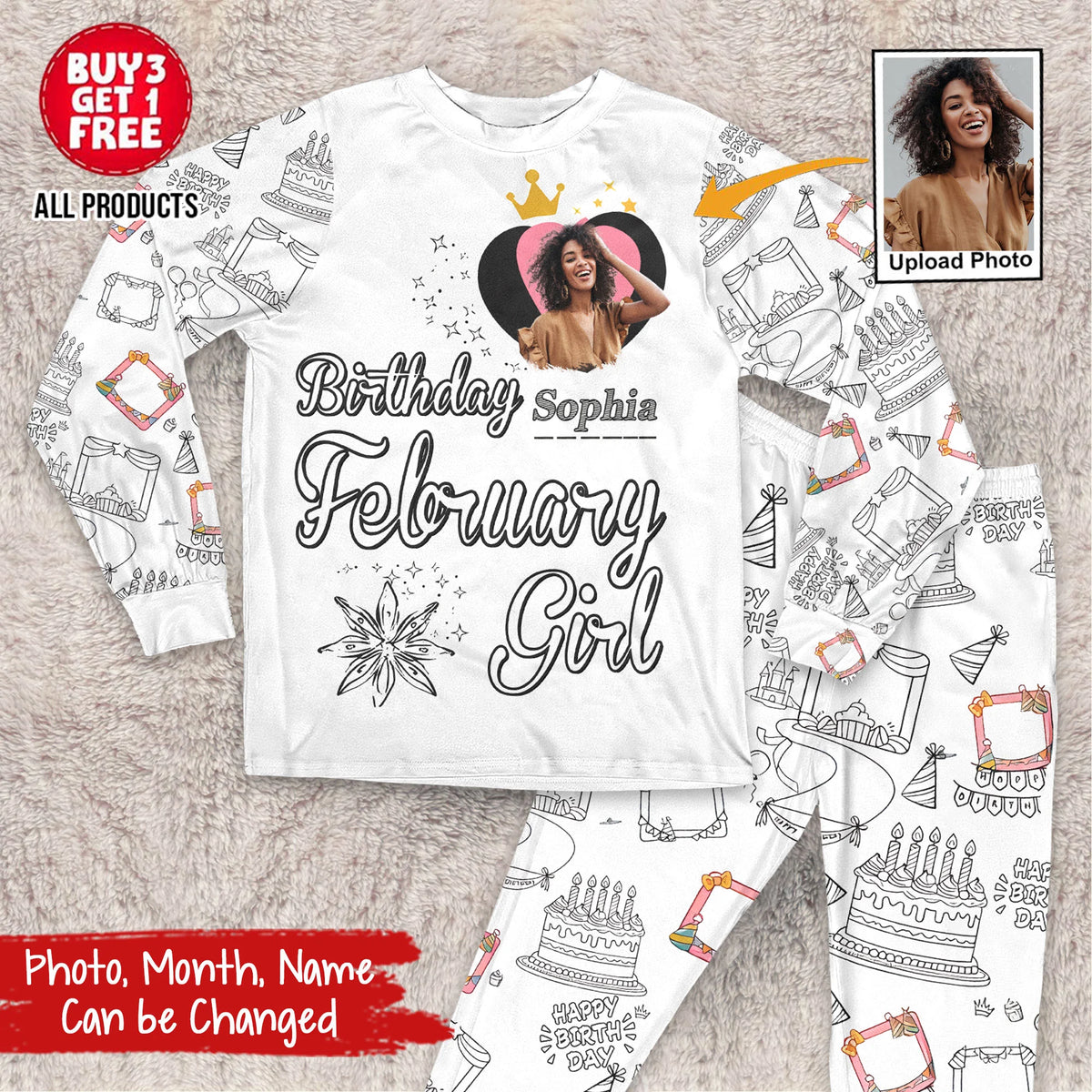 Women's Pajamas Set For February Woman, A Queen Was Born In February, Birthday Pajamas, Birthday Gifts For February Woman-YPT-HMT