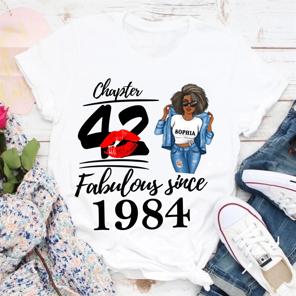Chapter 42, Fabulous Since 1984 42nd Birthday Unique T Shirt For Woman, Custom Birthday Shirt, Her Gifts For 42 Years Old , Turning 42 Birthday Cotton Shirt
