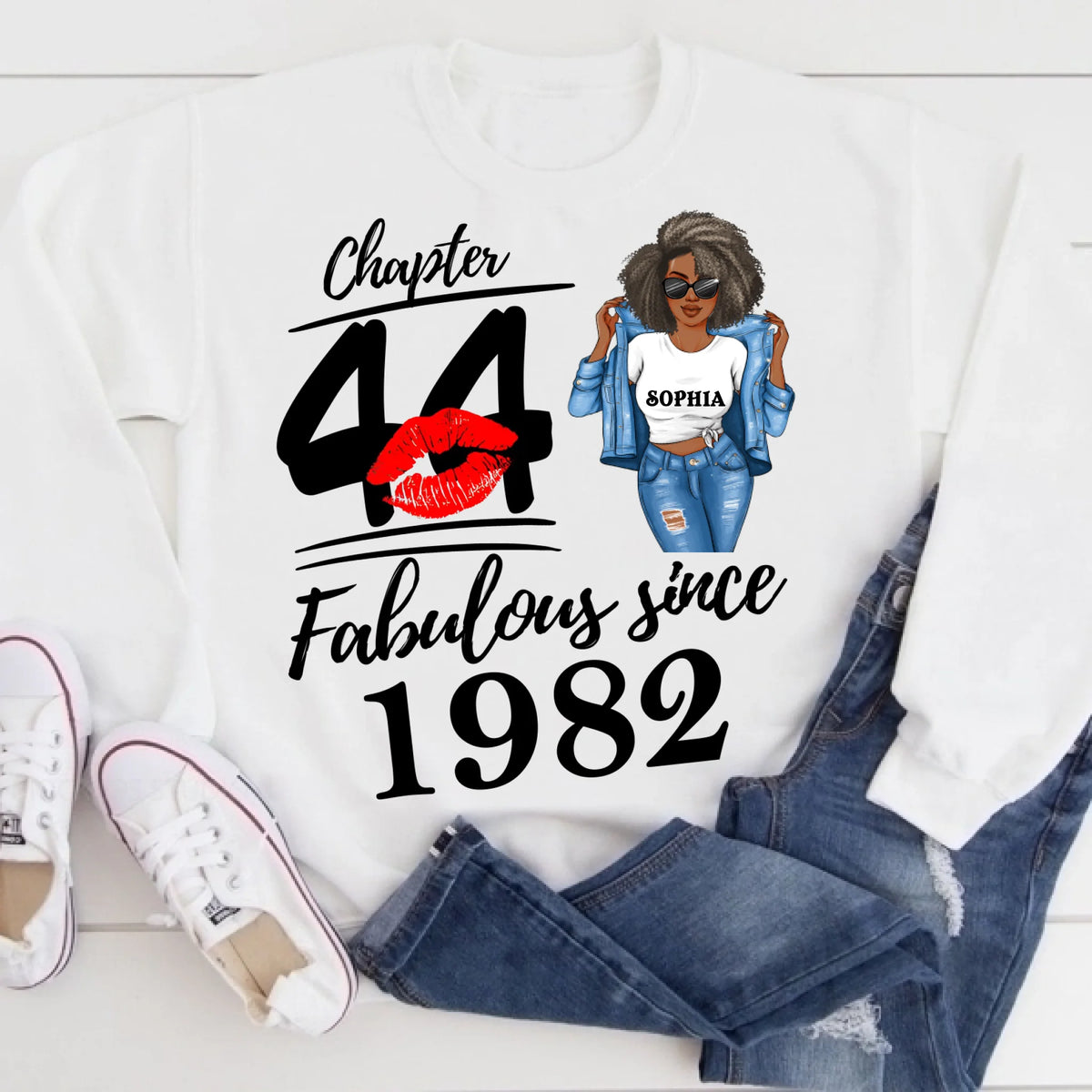 Chapter 44, Fabulous Since 1982 44th Birthday Unique T Shirt For Woman, Custom Birthday Shirt, Her Gifts For 44 Years Old , Turning 44 Birthday Cotton Shirt
