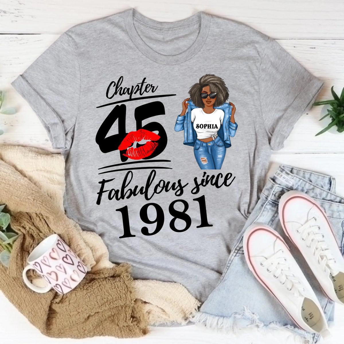 Chapter 45, Fabulous Since 1981 45th Birthday Unique T Shirt For Woman, Custom Birthday Shirt, Her Gifts For 45 Years Old , Turning 45 Birthday Cotton Shirt