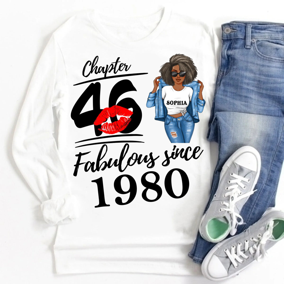 Chapter 46, Fabulous Since 1980 46th Birthday Unique T Shirt For Woman, Custom Birthday Shirt, Her Gifts For 46 Years Old , Turning 46 Birthday Cotton Shirt