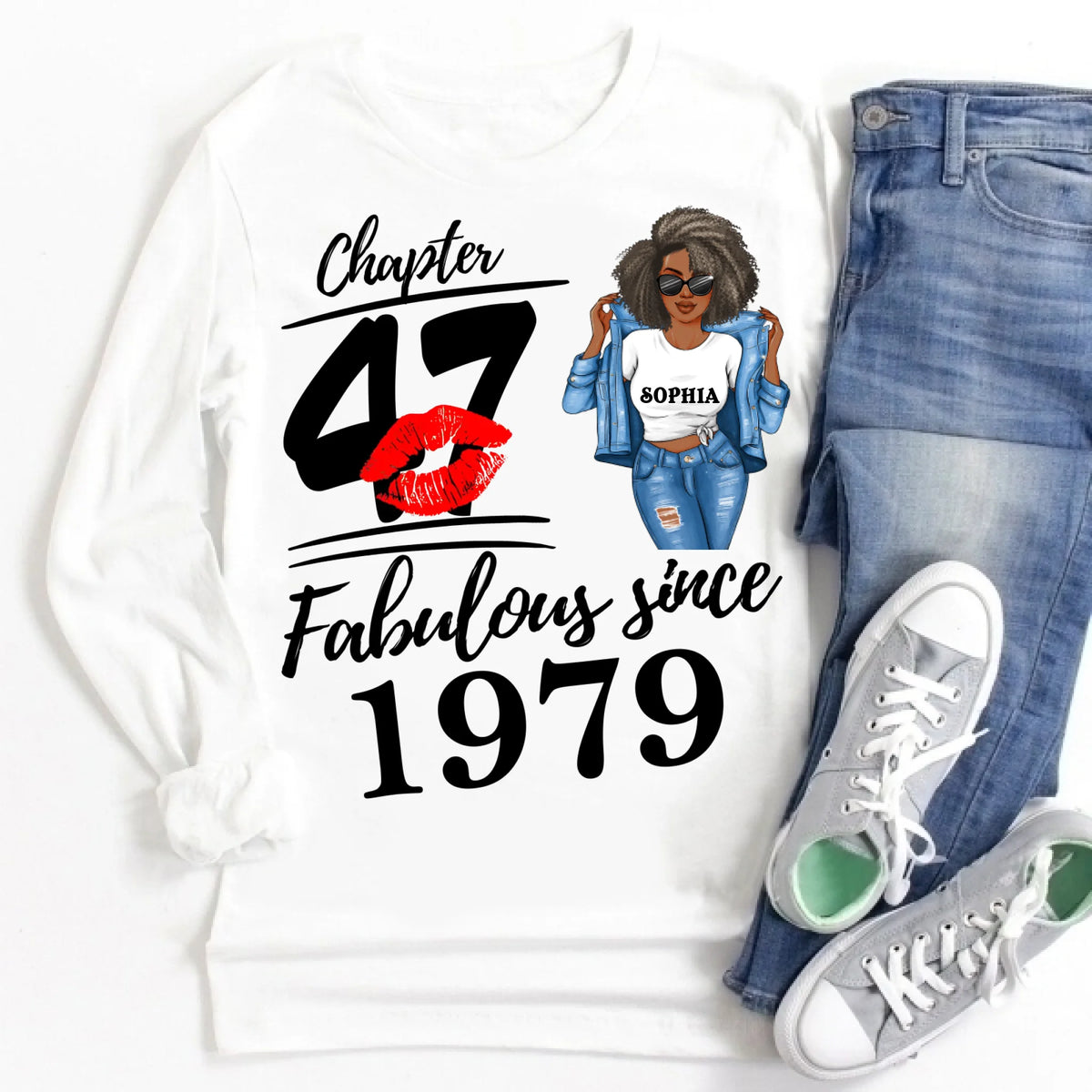 Chapter 47, Fabulous Since 1979 47th Birthday Unique T Shirt For Woman, Custom Birthday Shirt, Her Gifts For 47 Years Old , Turning 47 Birthday Cotton Shirt