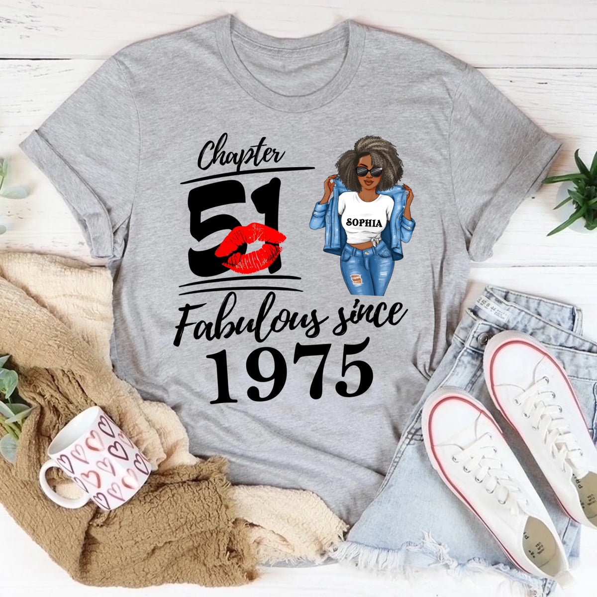 Chapter 51, Fabulous Since 1975 51st Birthday Unique T Shirt For Woman, Custom Birthday Shirt, Her Gifts For 51 Years Old , Turning 51 Birthday Cotton Shirt