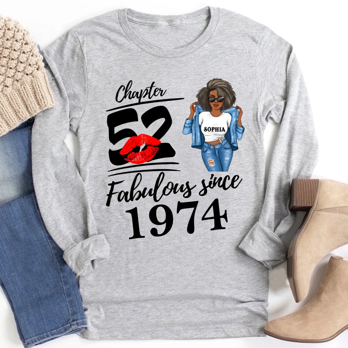 Chapter 52, Fabulous Since 1974 52nd Birthday Unique T Shirt For Woman, Custom Birthday Shirt, Her Gifts For 52 Years Old , Turning 52 Birthday Cotton Shirt