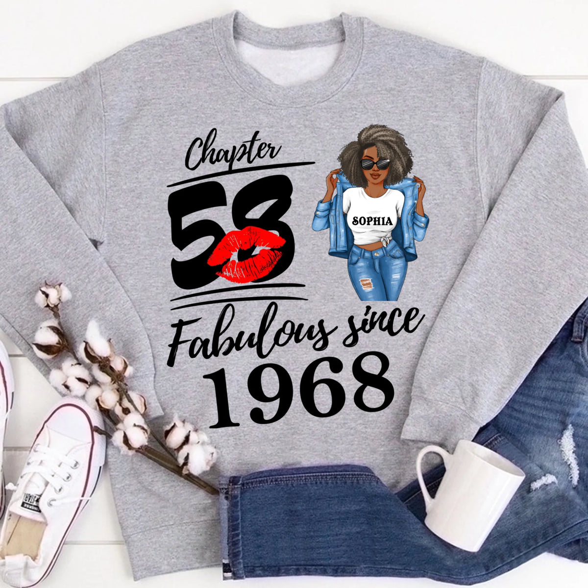 Chapter 58, Fabulous Since 1968 58th Birthday Unique T Shirt For Woman, Custom Birthday Shirt, Her Gifts For 58 Years Old , Turning 58 Birthday Cotton Shirt