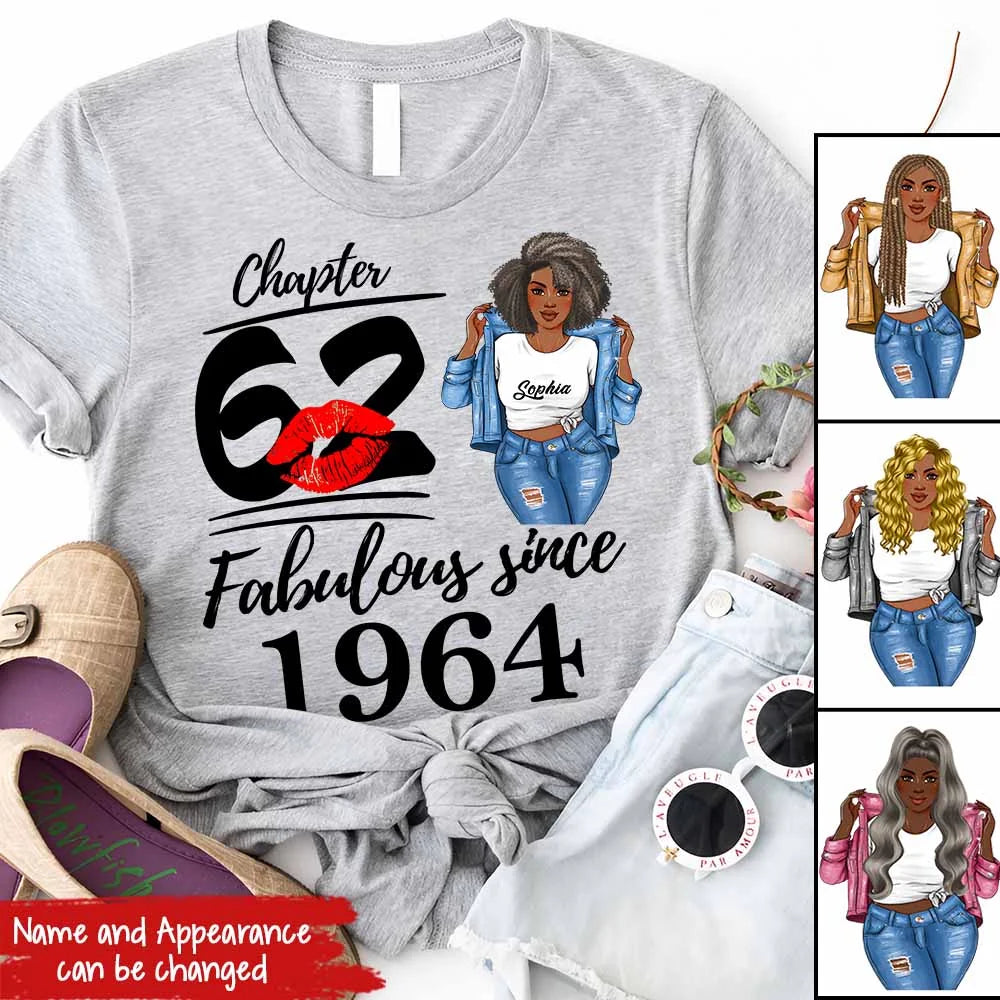 Chapter 62, Fabulous Since 1964 62nd Birthday Unique T Shirt For Woman, Custom Birthday Shirt, Her Gifts For 62 Years Old , Turning 62 Birthday Cotton Shirt