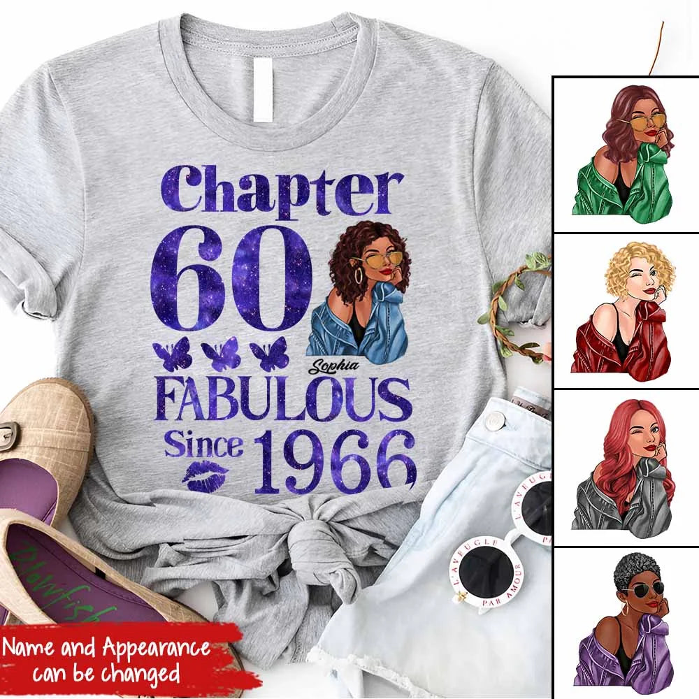 Chapter 60, Fabulous Since 1966 60th Birthday Unique T Shirt For Woman, Custom Birthday Shirt, Her Gifts For 60 Years Old , Turning 60 Birthday Cotton Shirt