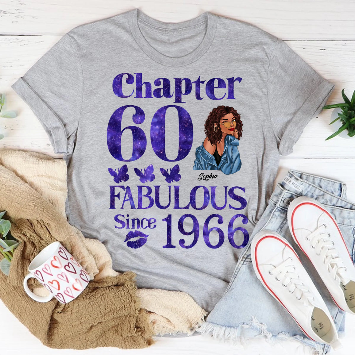 Chapter 60, Fabulous Since 1966 60th Birthday Unique T Shirt For Woman, Custom Birthday Shirt, Her Gifts For 60 Years Old , Turning 60 Birthday Cotton Shirt