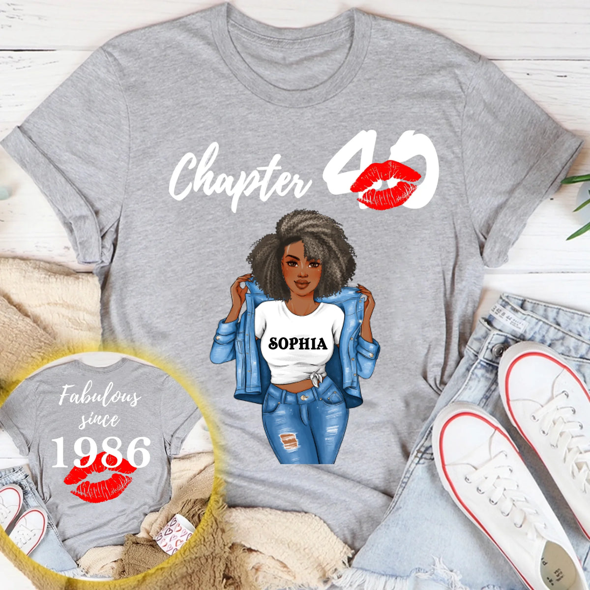 Personalized Birthday T Shirt, Chapter 40, Fabulous Since 1986 40th Birthday Unique T Shirt For Woman, Her Gifts For 40 Years Old, Turning 40 Birthday Cotton Shirt