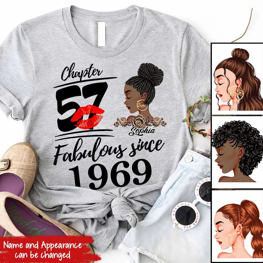 Custom Birthday Shirts, Chapter 57, Fabulous Since 1969 57th Birthday Unique T Shirt For Woman, Her Gifts For 57 Years Old, Turning 57 Birthday Cotton Shirt
