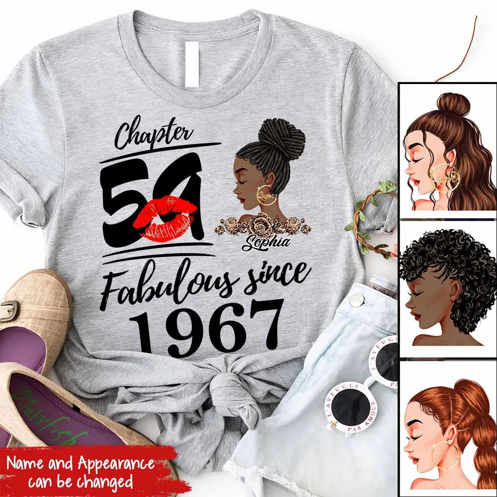 Custom Birthday Shirts, Chapter 59, Fabulous Since 1967 59th Birthday Unique T Shirt For Woman, Her Gifts For 59 Years Old, Turning 59 Birthday Cotton Shirt