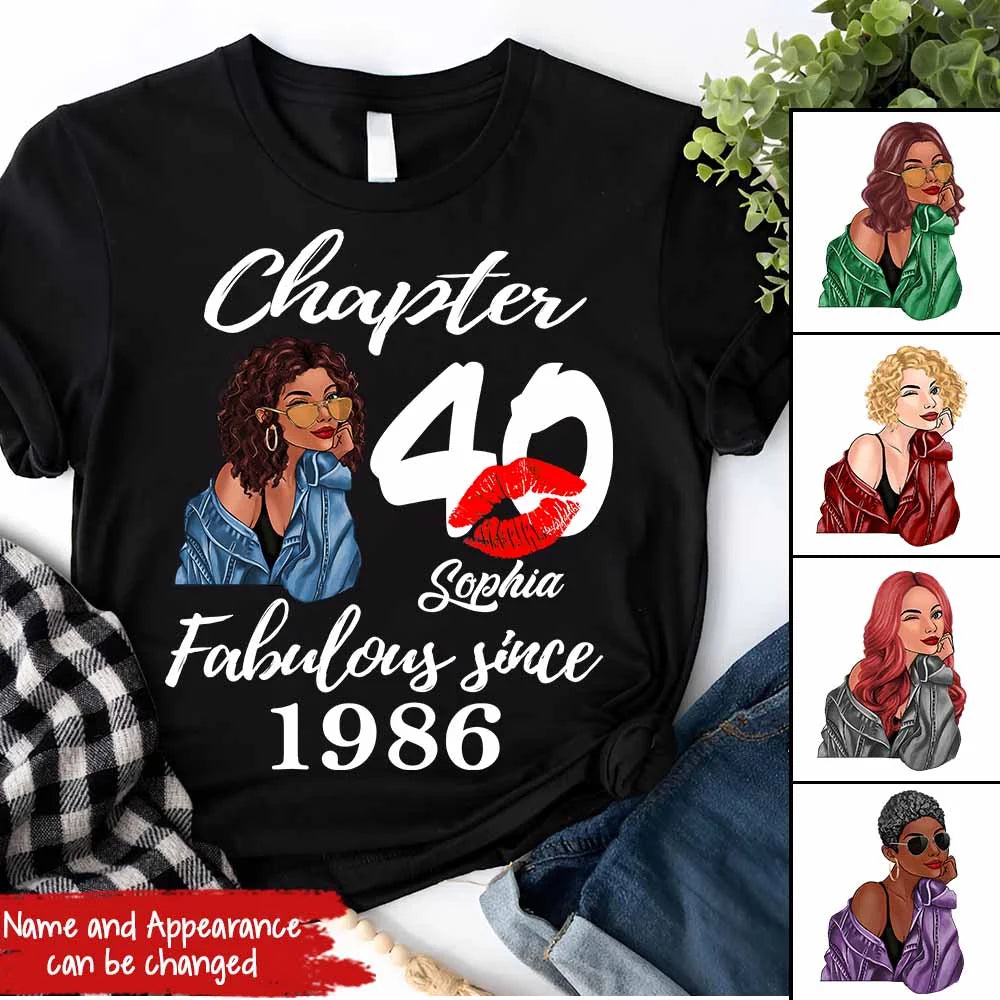 Chapter 40, Fabulous Since 1986 40th Birthday Unique T Shirt For Woman, Custom Birthday Shirt, Her Gifts For 40 Years Old , Turning 40 Birthday Cotton Shirt