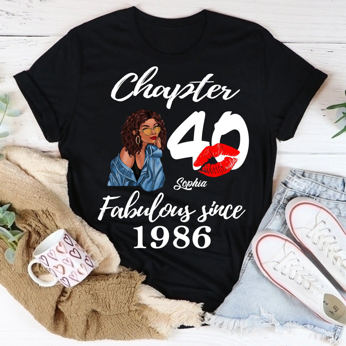Chapter 40, Fabulous Since 1986 40th Birthday Unique T Shirt For Woman, Custom Birthday Shirt, Her Gifts For 40 Years Old , Turning 40 Birthday Cotton Shirt