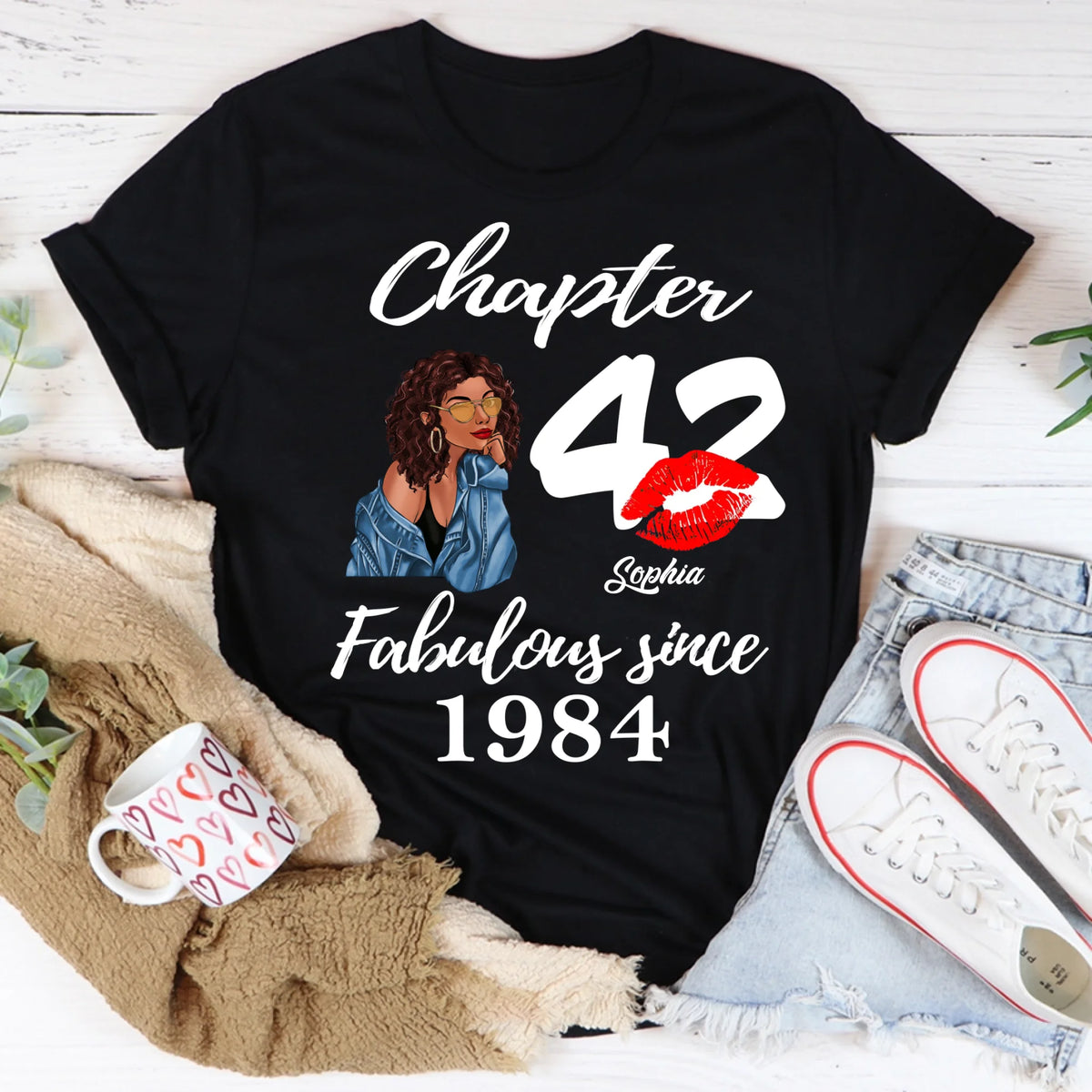 Custom Birthday Shirts, Chapter 42, Fabulous Since 1984 42nd Birthday Unique T Shirt For Woman, Her Gifts For 42 Years Old, Turning 42 Birthday Cotton Shirt