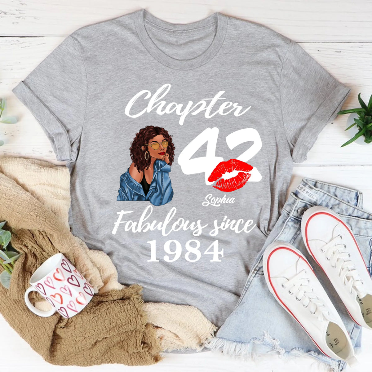Custom Birthday Shirts, Chapter 42, Fabulous Since 1984 42nd Birthday Unique T Shirt For Woman, Her Gifts For 42 Years Old, Turning 42 Birthday Cotton Shirt