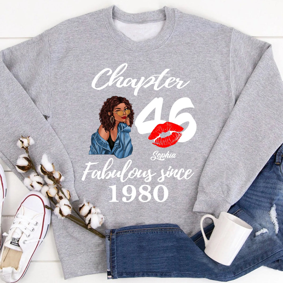 Custom Birthday Shirts, Chapter 46, Fabulous Since 1980 46th Birthday Unique T Shirt For Woman, Her Gifts For 46 Years Old, Turning 46 Birthday Cotton Shirt