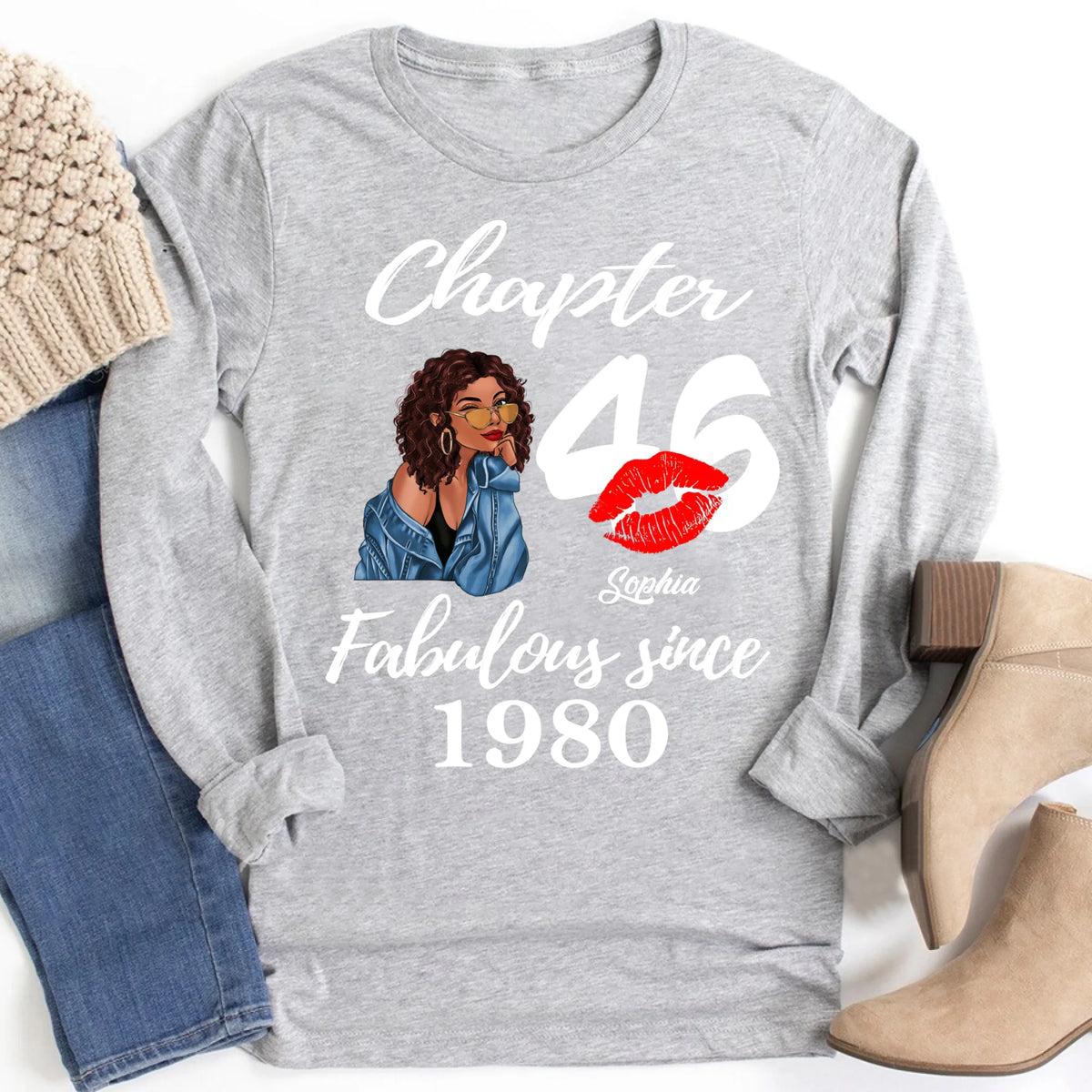Custom Birthday Shirts, Chapter 46, Fabulous Since 1980 46th Birthday Unique T Shirt For Woman, Her Gifts For 46 Years Old, Turning 46 Birthday Cotton Shirt