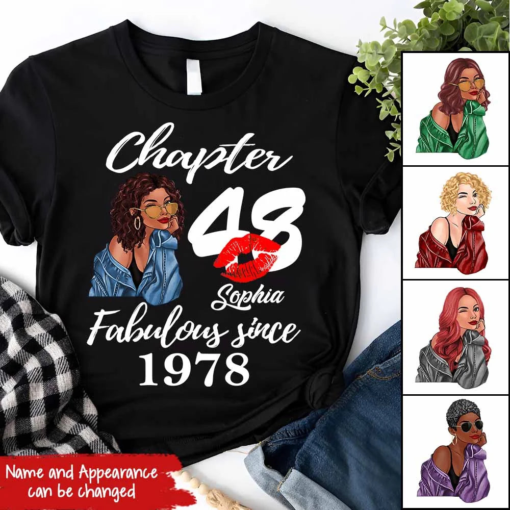 Custom Birthday Shirts, Chapter 48, Fabulous Since 1978 48th Birthday Unique T Shirt For Woman, Her Gifts For 48 Years Old, Turning 48 Birthday Cotton Shirt