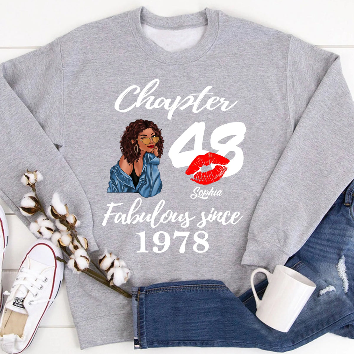 Custom Birthday Shirts, Chapter 48, Fabulous Since 1978 48th Birthday Unique T Shirt For Woman, Her Gifts For 48 Years Old, Turning 48 Birthday Cotton Shirt