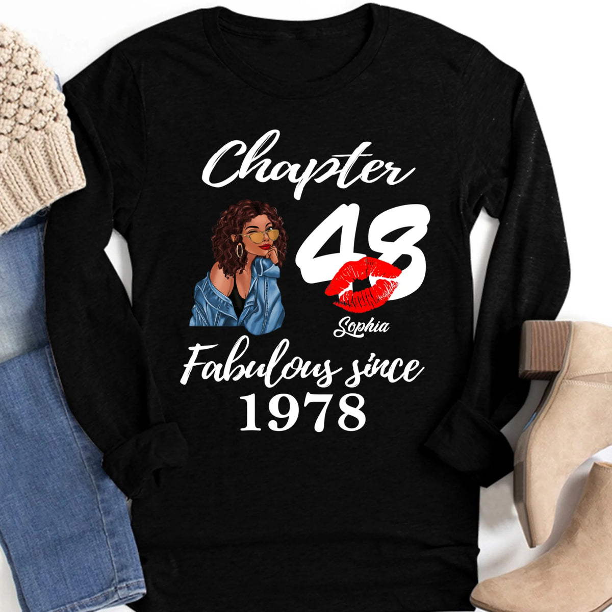 Custom Birthday Shirts, Chapter 48, Fabulous Since 1978 48th Birthday Unique T Shirt For Woman, Her Gifts For 48 Years Old, Turning 48 Birthday Cotton Shirt