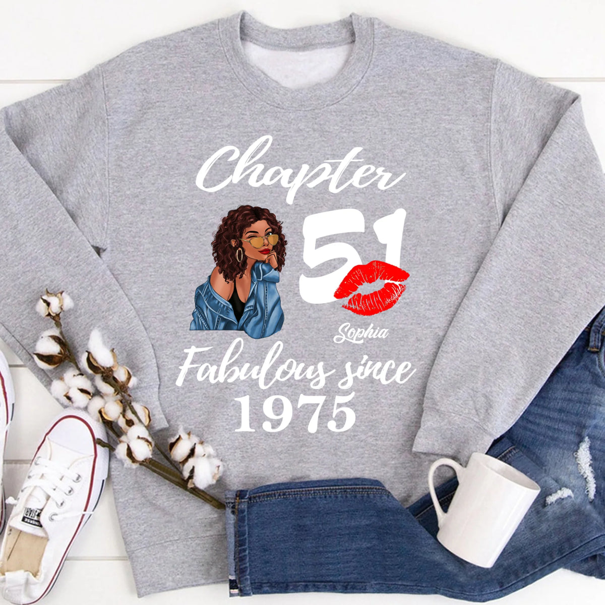 Custom Birthday Shirts, Chapter 51, Fabulous Since 1975 51st Birthday Unique T Shirt For Woman, Her Gifts For 51 Years Old, Turning 51 Birthday Cotton Shirt