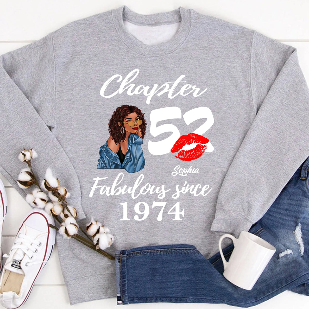 Custom Birthday Shirts, Chapter 52, Fabulous Since 1974 52nd Birthday Unique T Shirt For Woman, Her Gifts For 52 Years Old, Turning 52 Birthday Cotton Shirt