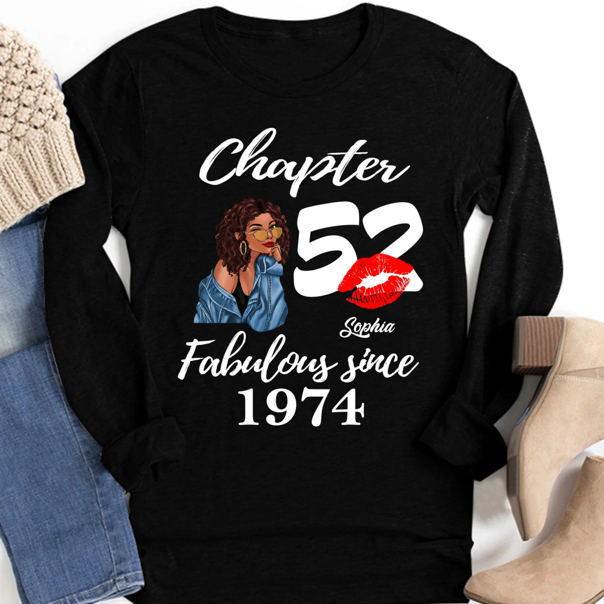 Custom Birthday Shirts, Chapter 52, Fabulous Since 1974 52nd Birthday Unique T Shirt For Woman, Her Gifts For 52 Years Old, Turning 52 Birthday Cotton Shirt