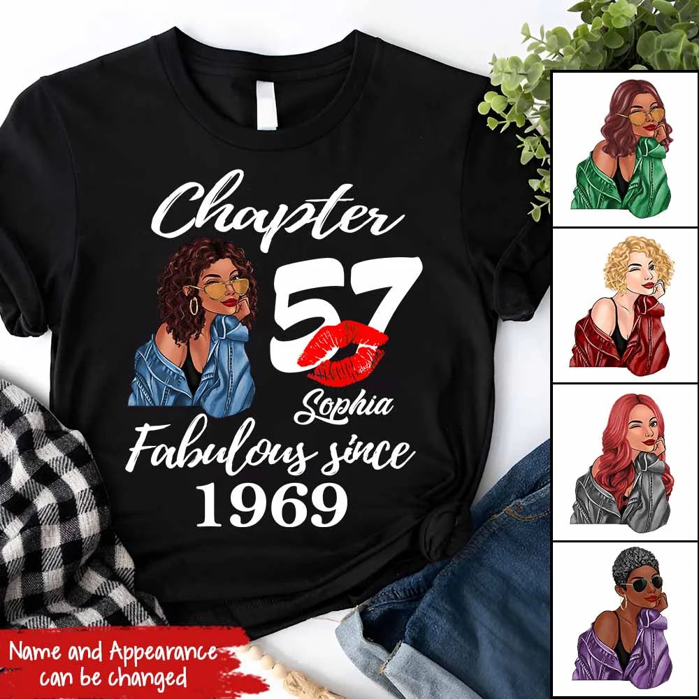 Custom Birthday Shirts, Chapter 57, Fabulous Since 1969 57th Birthday Unique T Shirt For Woman, Her Gifts For 57 Years Old, Turning 57 Birthday Cotton Shirt
