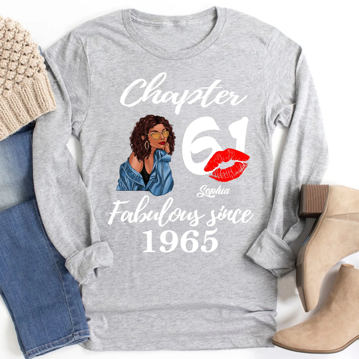Custom Birthday Shirts, Chapter 61, Fabulous Since 1965 61st Birthday Unique T Shirt For Woman, Her Gifts For 61 Years Old, Turning 61 Birthday Cotton Shirt