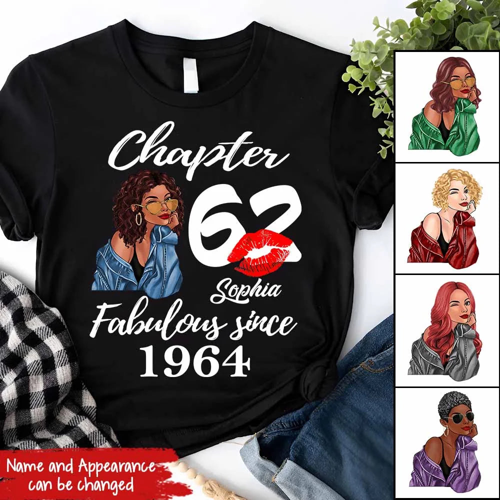 Custom Birthday Shirts, Chapter 62, Fabulous Since 1964 62nd Birthday Unique T Shirt For Woman, Her Gifts For 62 Years Old, Turning 62 Birthday Cotton Shirt