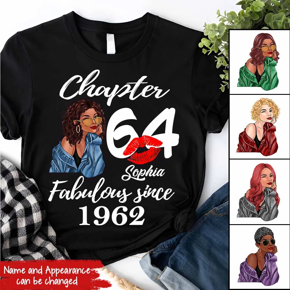 Custom Birthday Shirts, Chapter 64, Fabulous Since 1962 64th Birthday Unique T Shirt For Woman, Her Gifts For 64 Years Old, Turning 64 Birthday Cotton Shirt