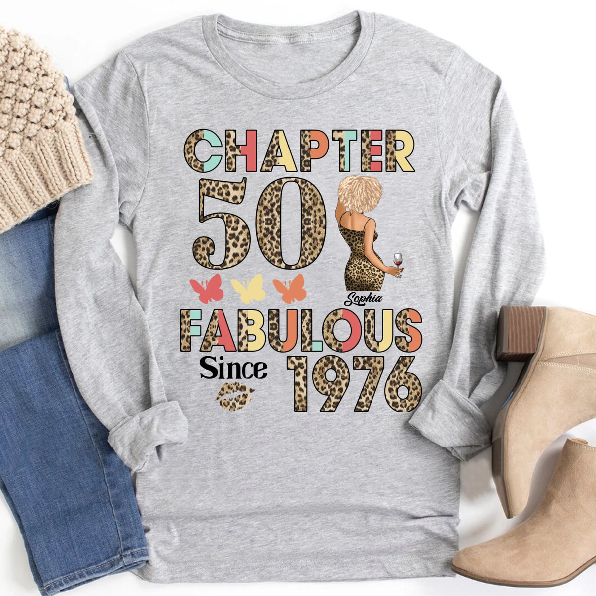 Chapter 50, Fabulous Since 1976 50th Birthday Unique T Shirt For Woman, Custom Birthday Shirt, Her Gifts For 50 Years Old , Turning 50 Birthday Cotton Shirt