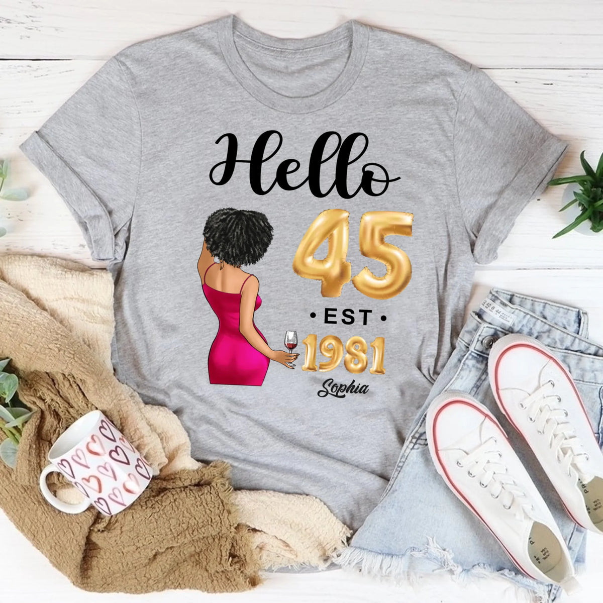 45th birthday shirts for her, Personalised 45th birthday gifts, 1981 t shirt, 45 and fabulous shirt, 45th birthday shirt ideas, gift ideas 45th birthday woman