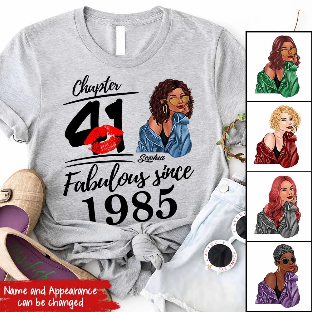 Chapter 41, Fabulous Since 1985 41st Birthday Unique T Shirt For Woman, Custom Birthday Shirt, Her Gifts For 41 Years Old , Turning 41 Birthday Cotton Shirt