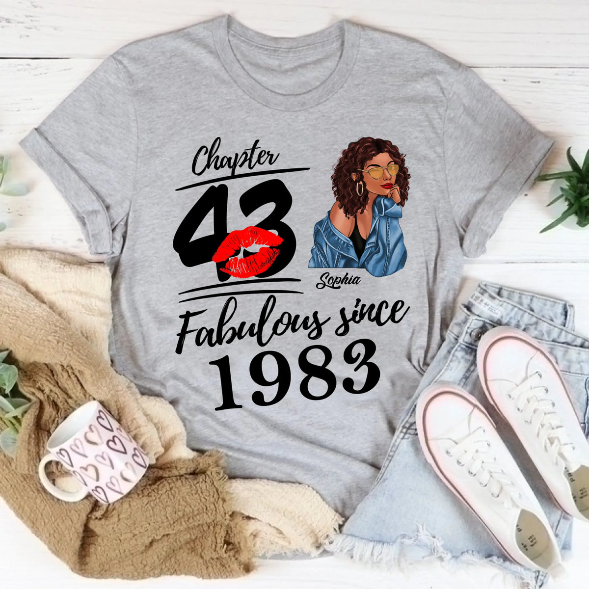 Chapter 43, Fabulous Since 1983 43rd Birthday Unique T Shirt For Woman, Custom Birthday Shirt, Her Gifts For 43 Years Old , Turning 43 Birthday Cotton Shirt