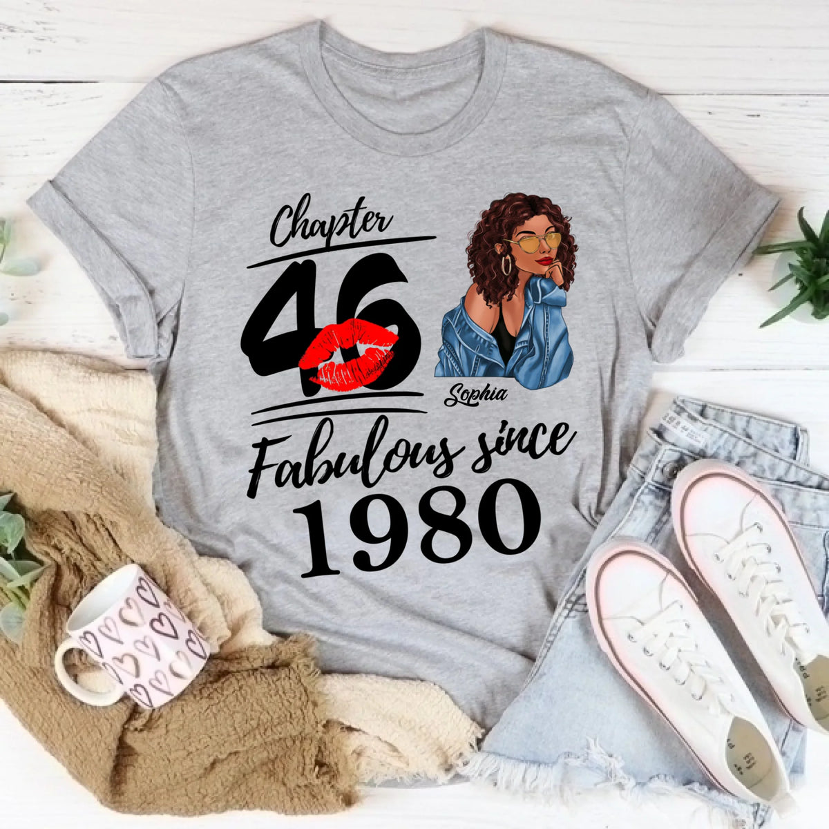 Chapter 46, Fabulous Since 1980 46th Birthday Unique T Shirt For Woman, Custom Birthday Shirt, Her Gifts For 46 Years Old , Turning 46 Birthday Cotton Shirt