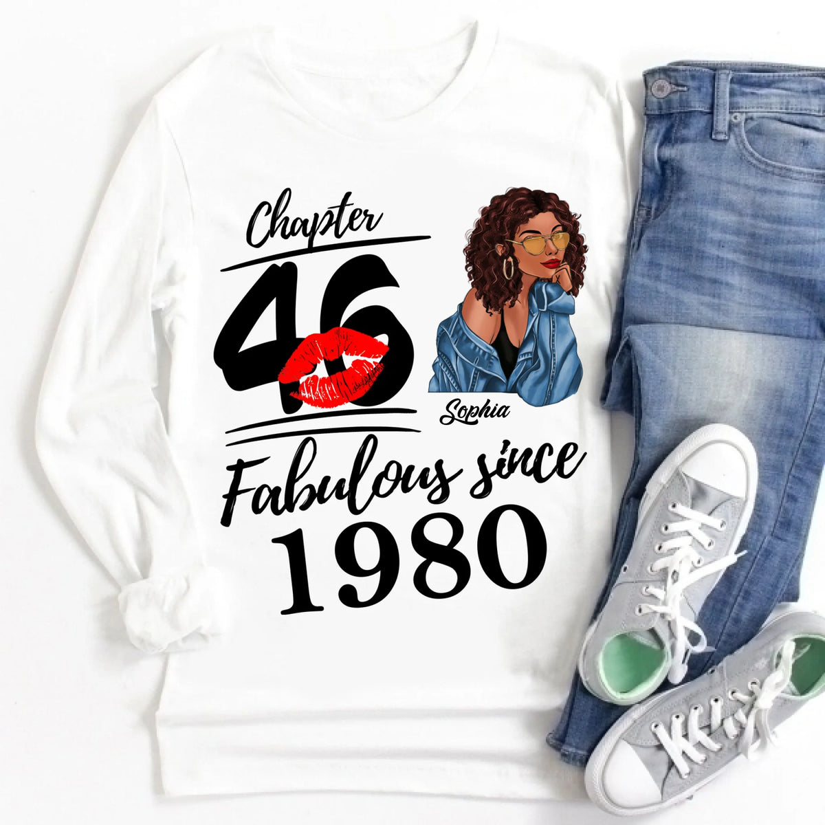 Chapter 46, Fabulous Since 1980 46th Birthday Unique T Shirt For Woman, Custom Birthday Shirt, Her Gifts For 46 Years Old , Turning 46 Birthday Cotton Shirt