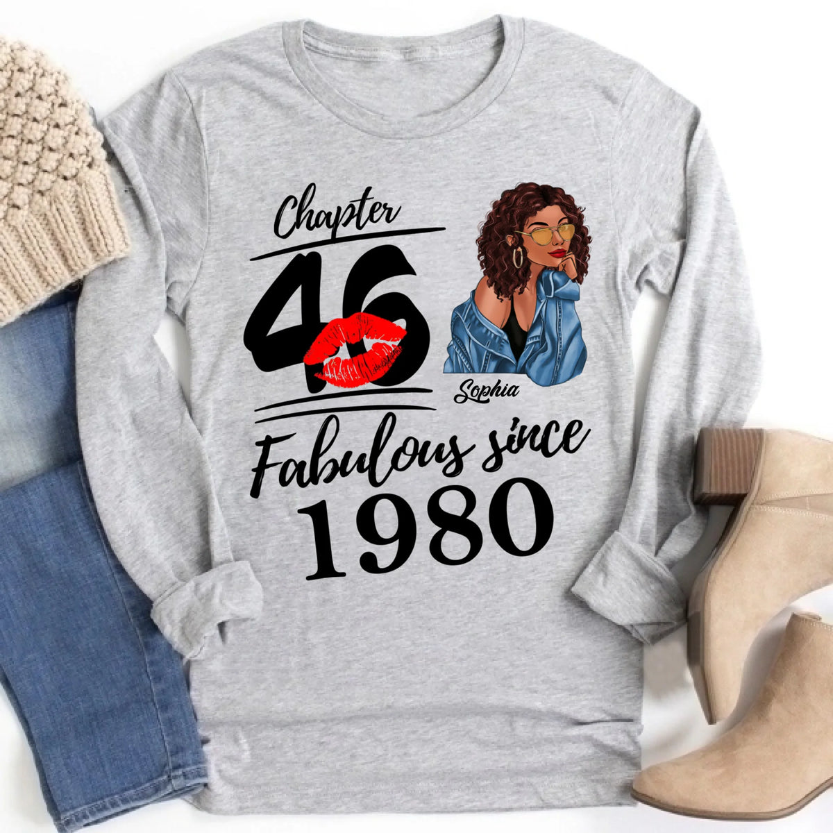 Chapter 46, Fabulous Since 1980 46th Birthday Unique T Shirt For Woman, Custom Birthday Shirt, Her Gifts For 46 Years Old , Turning 46 Birthday Cotton Shirt