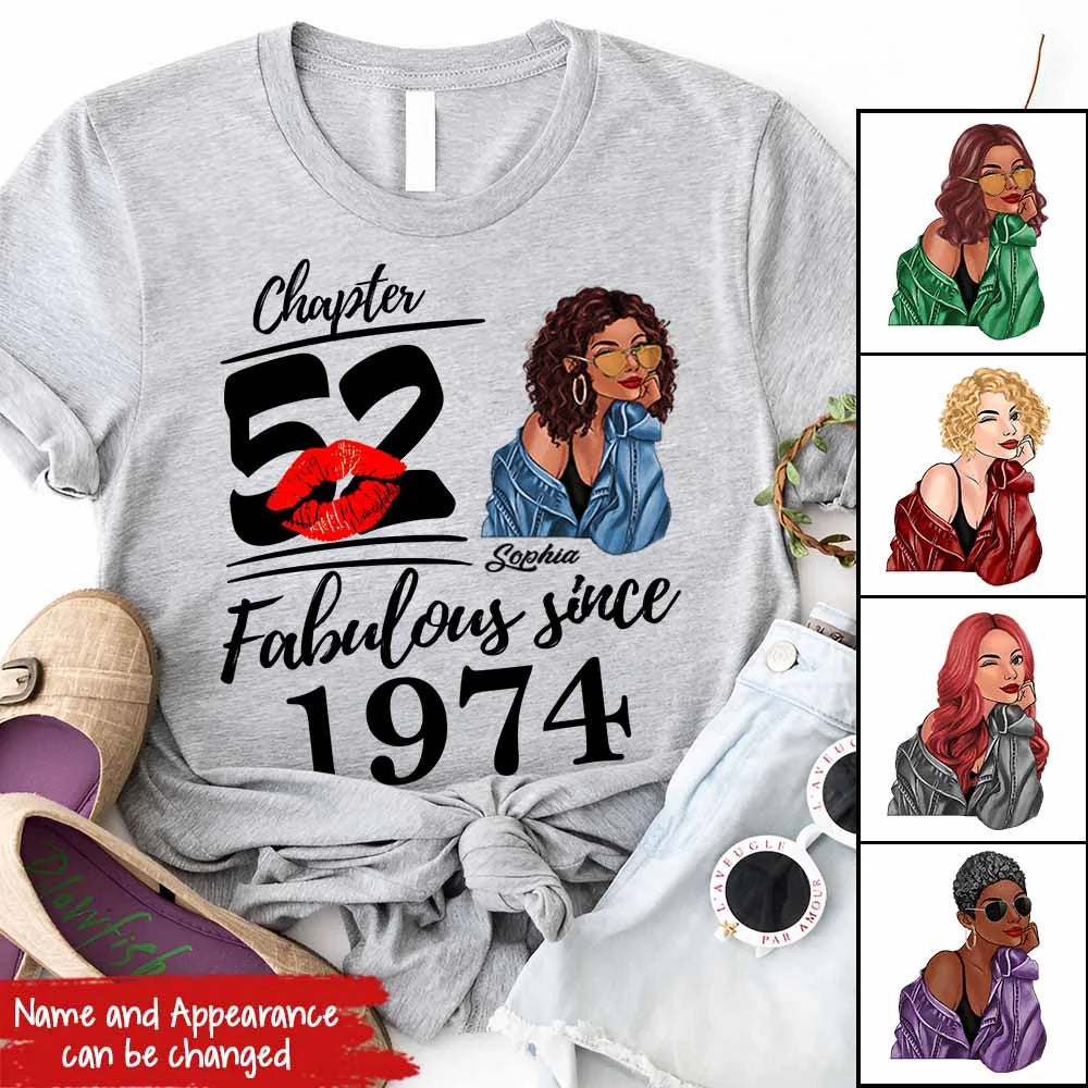 52nd Birthday Shirts, Custom Birthday Shirts, Turning 52 Shirt, Gifts For Women Turning 52, 52 And Fabulous Shirt, 1974 Shirt, 52nd Birthday Shirts For Her