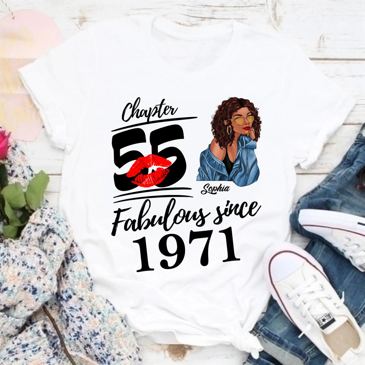 Chapter 55, Fabulous Since 1971 55th Birthday Unique T Shirt For Woman, Custom Birthday Shirt, Her Gifts For 55 Years Old , Turning 55 Birthday Cotton Shirt