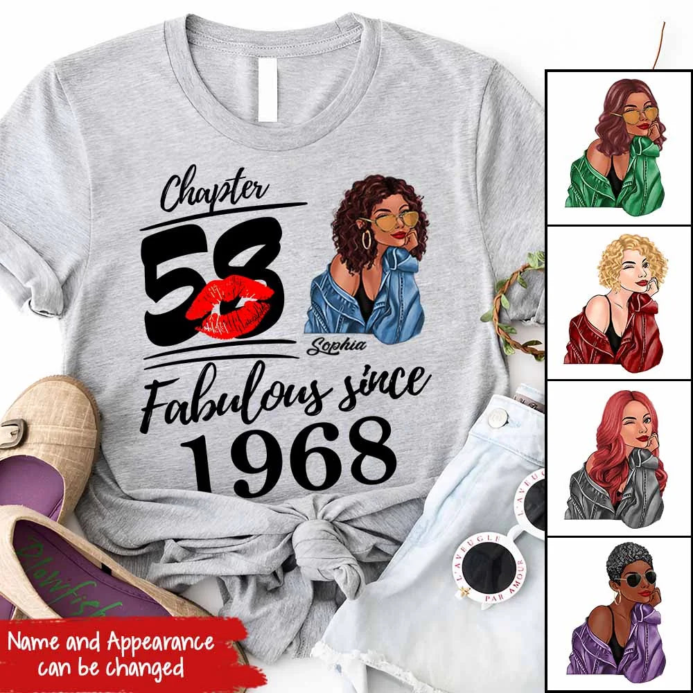 Chapter 58, Fabulous Since 1968 58th Birthday Unique T Shirt For Woman, Custom Birthday Shirt, Her Gifts For 58 Years Old , Turning 58 Birthday Cotton Shirt