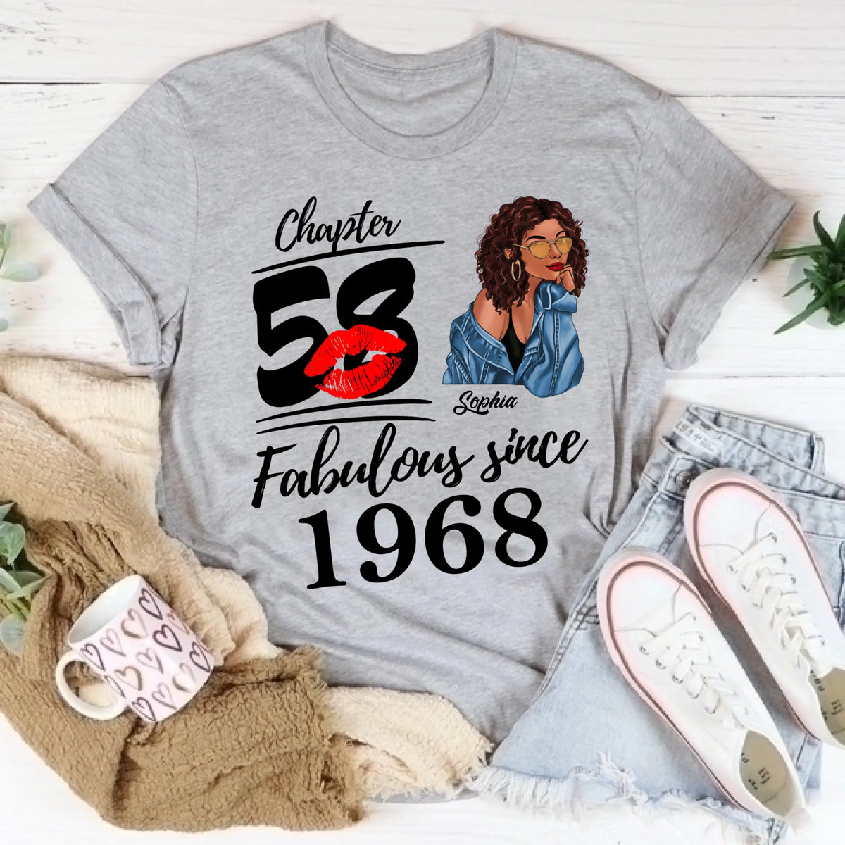 Chapter 58, Fabulous Since 1968 58th Birthday Unique T Shirt For Woman, Custom Birthday Shirt, Her Gifts For 58 Years Old , Turning 58 Birthday Cotton Shirt