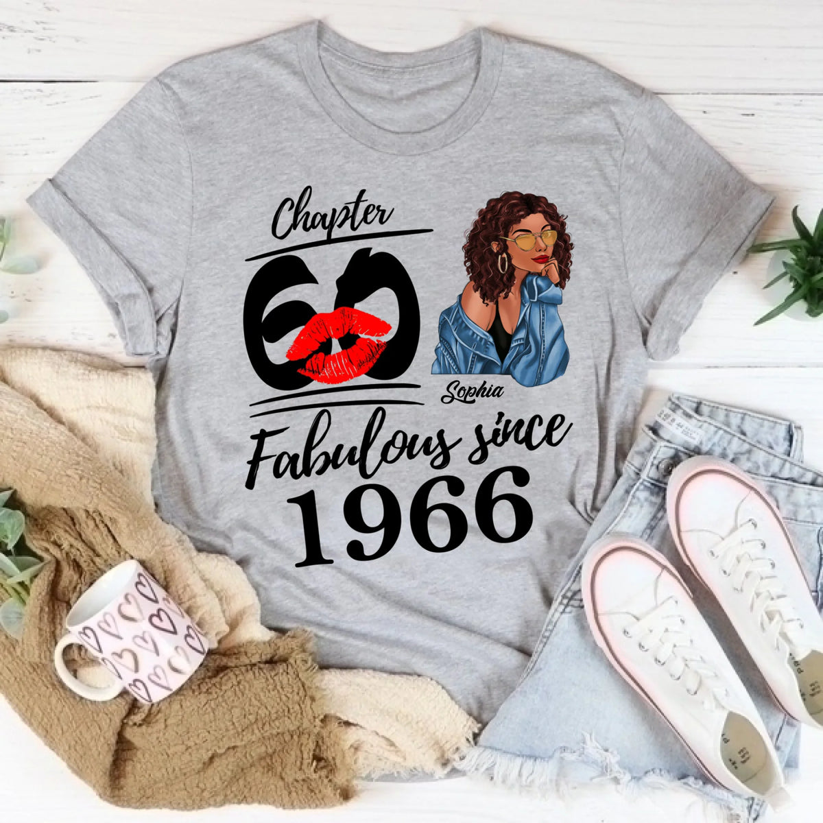 Chapter 60, Fabulous Since 1966 60th Birthday Unique T Shirt For Woman, Custom Birthday Shirt, Her Gifts For 60 Years Old , Turning 60 Birthday Cotton Shirt