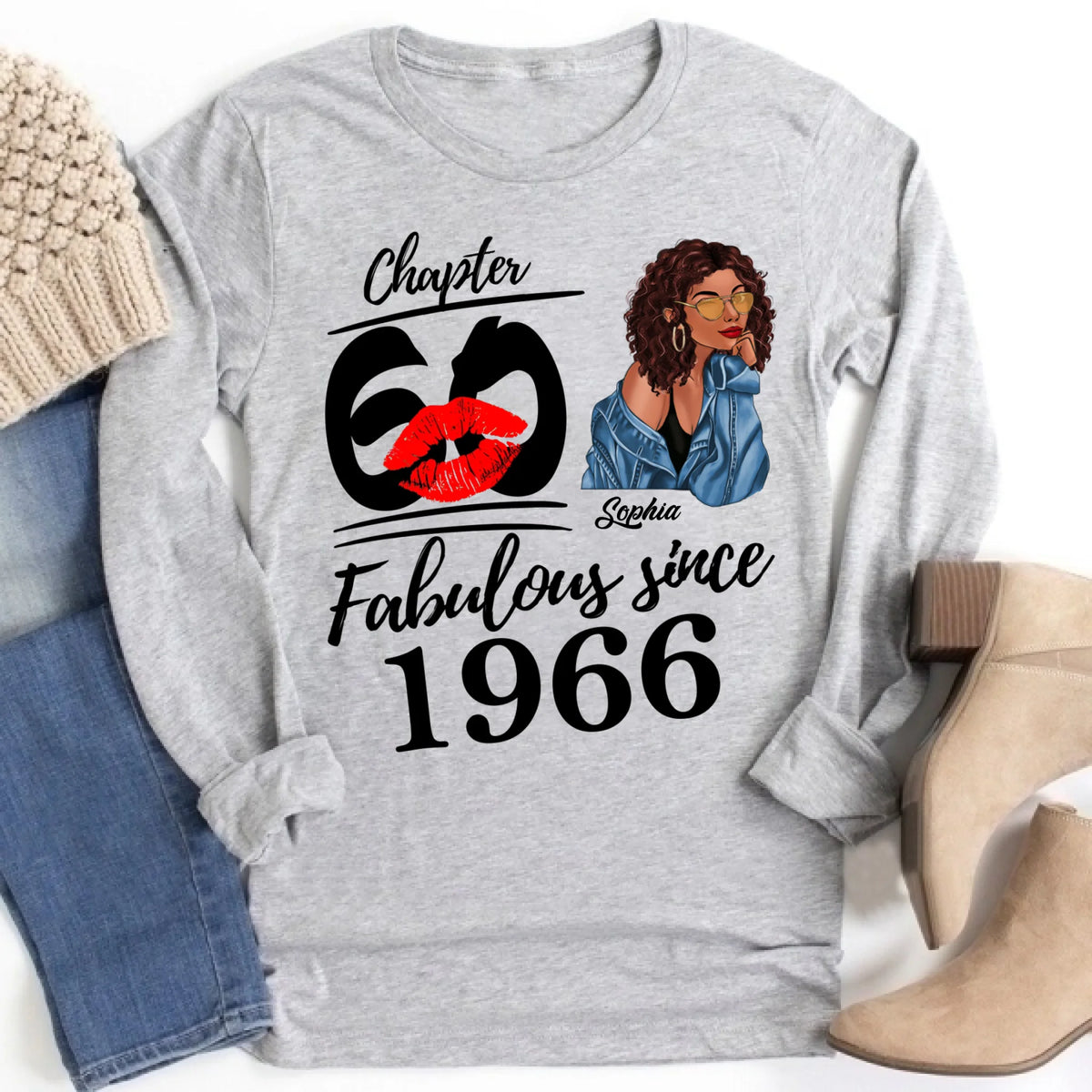 Chapter 60, Fabulous Since 1966 60th Birthday Unique T Shirt For Woman, Custom Birthday Shirt, Her Gifts For 60 Years Old , Turning 60 Birthday Cotton Shirt