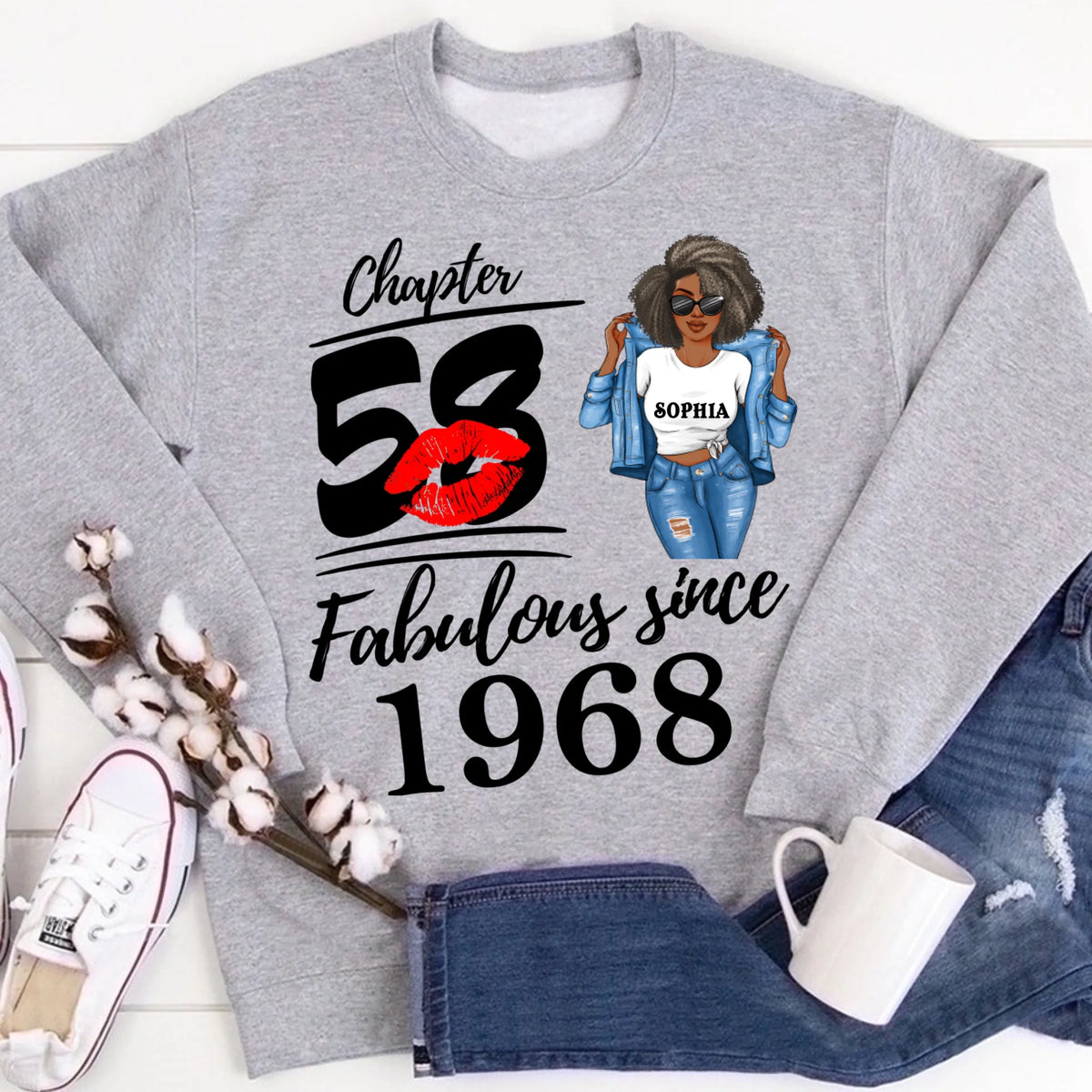 Chapter 58, Fabulous Since 1968 58th Birthday Unique T Shirt For Woman, Custom Birthday Shirt, Her Gifts For 58 Years Old , Turning 58 Birthday Cotton Shirt