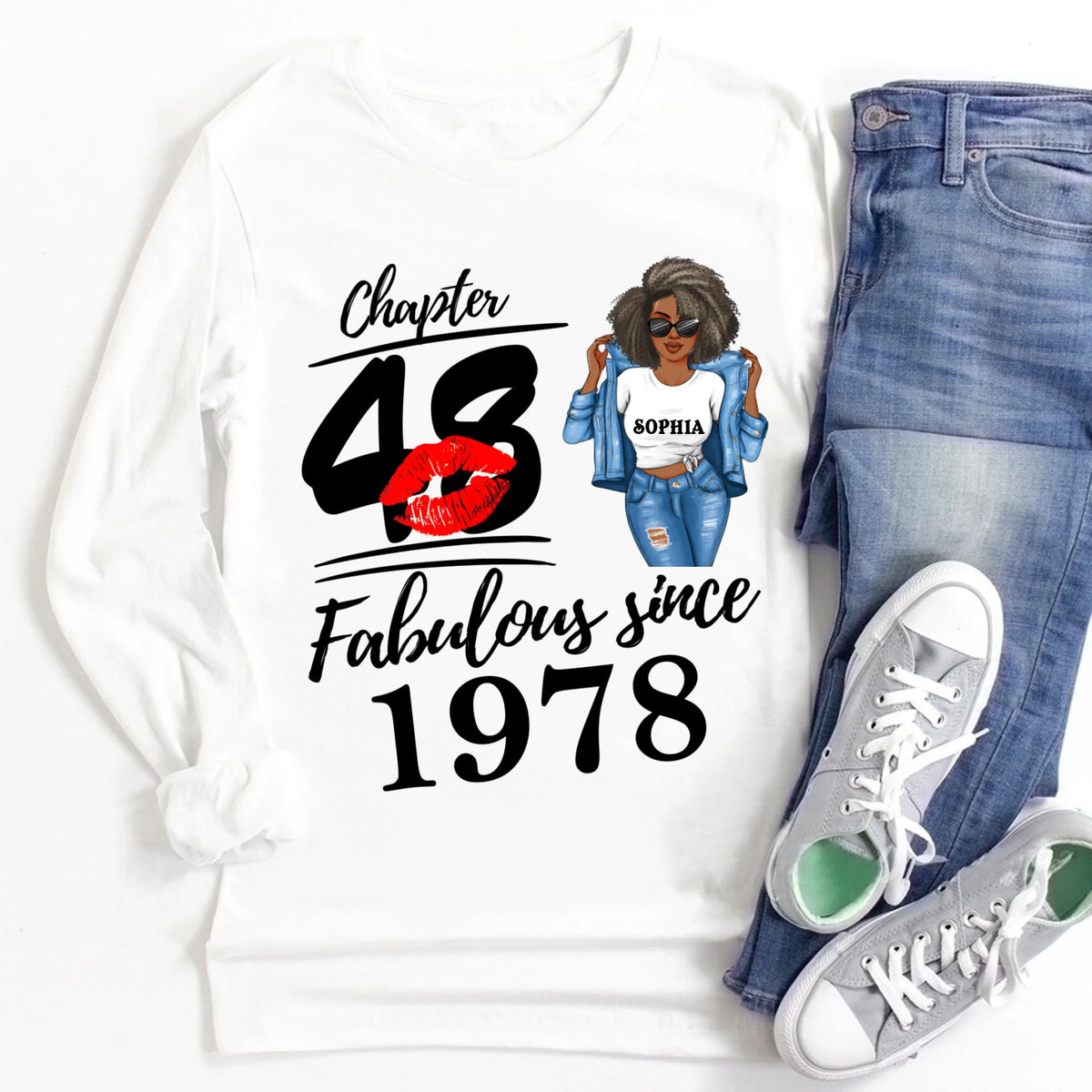 Chapter 48, Fabulous Since 1977 48 Birthday Unique T Shirt For Woman, Custom Birthday Shirt, Her Gifts For 48 Years Old , Turning 48 Birthday Cotton Shirt