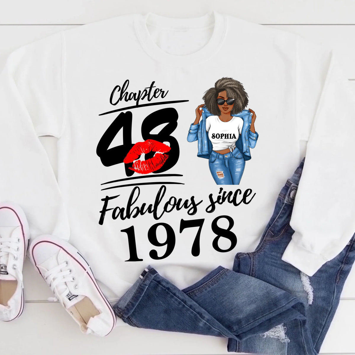 Chapter 48, Fabulous Since 1977 48 Birthday Unique T Shirt For Woman, Custom Birthday Shirt, Her Gifts For 48 Years Old , Turning 48 Birthday Cotton Shirt