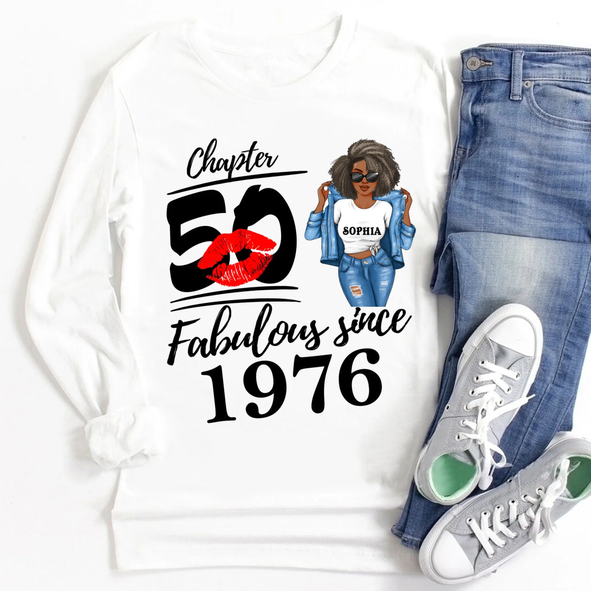 Chapter 50, Fabulous Since 1975 50th Birthday Unique T Shirt For Woman, Custom Birthday Shirt, Her Gifts For 50 Years Old , Turning 50 Birthday Cotton Shirt