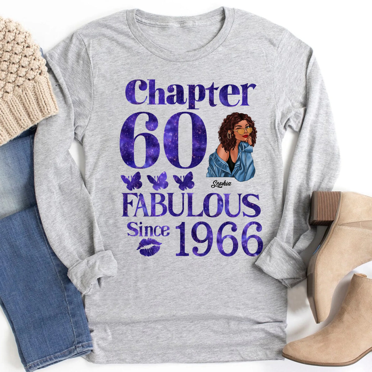 Chapter 60, Fabulous Since 1966 60th Birthday Unique T Shirt For Woman, Custom Birthday Shirt, Her Gifts For 60 Years Old , Turning 60 Birthday Cotton Shirt