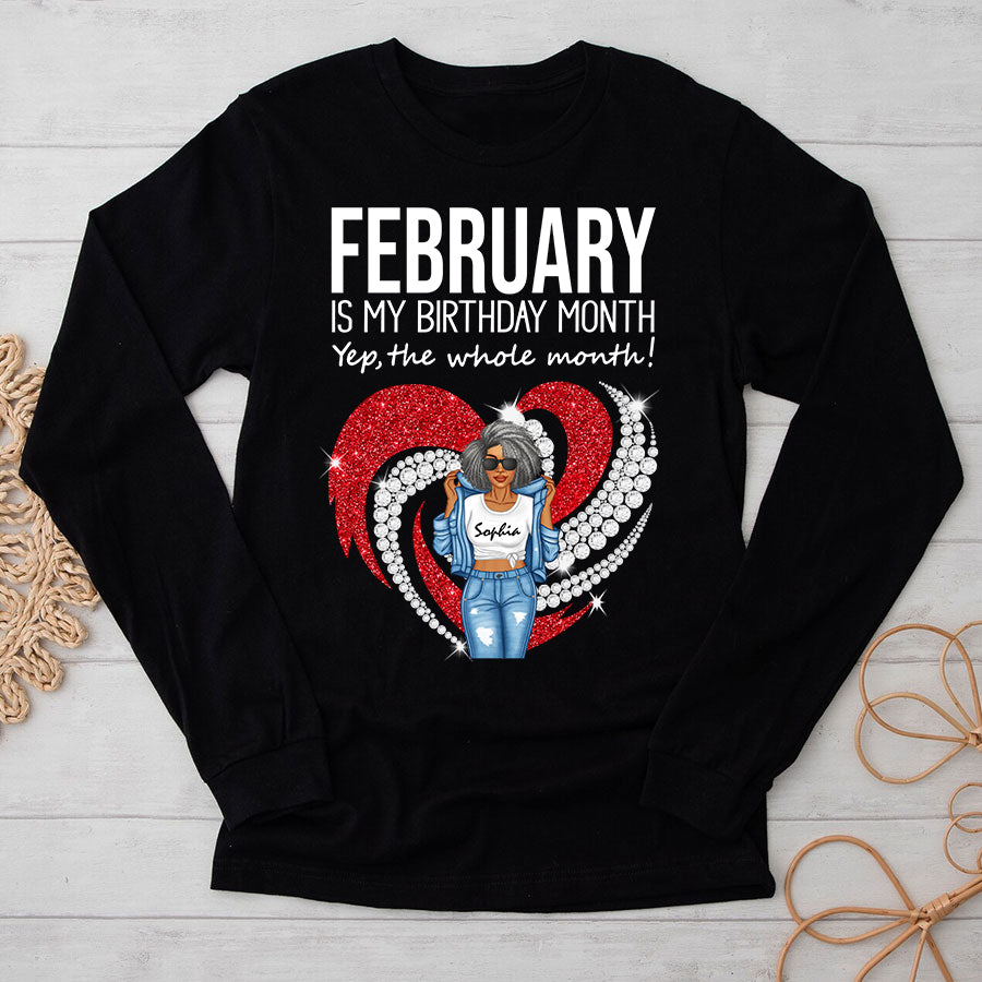 Custom February Birthday Shirt For Woman, Queens Are Born In February Gifts, Melanin Afro Woman Shirt, Black Girl Tee, Afro Queen Gift
